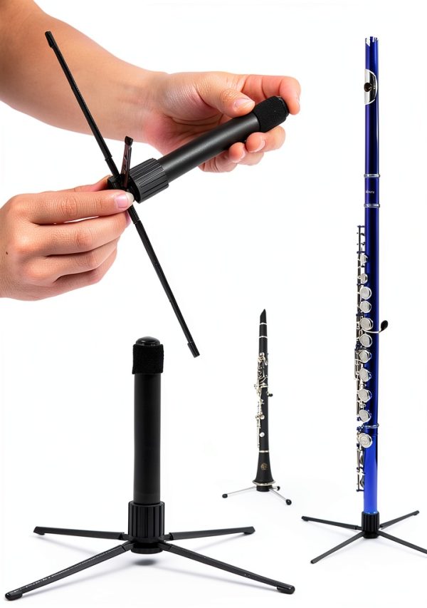 Flute Stand MusicGear Black Metal PVC Design-2
