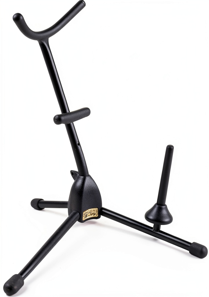 Installing Hamilton Stands Flute Stand Metal Rectangular Pedestal on a wooden desk