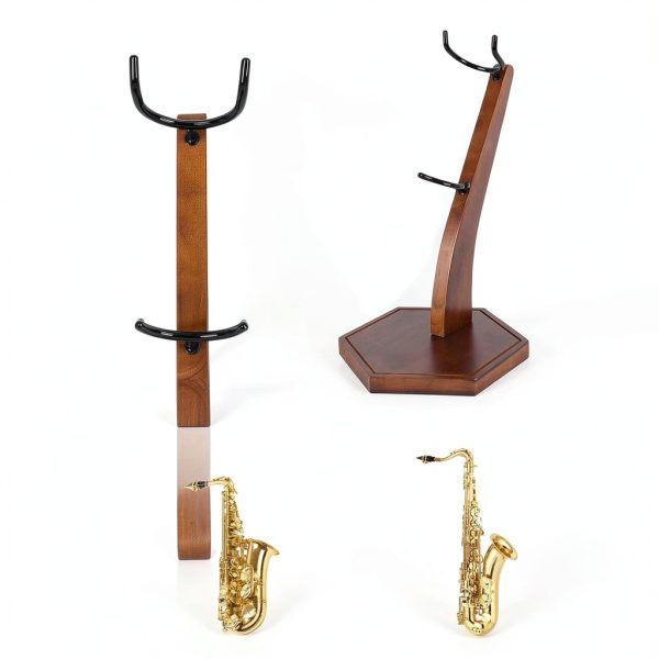 Soekoa Alto Saxophone Stand Brown Solid Wood-1