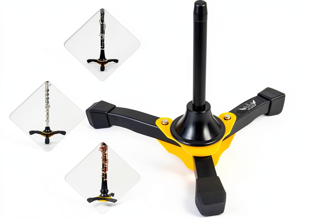 Installing ROFFEE Portable Flute Stand for Musicians on a wooden desk
