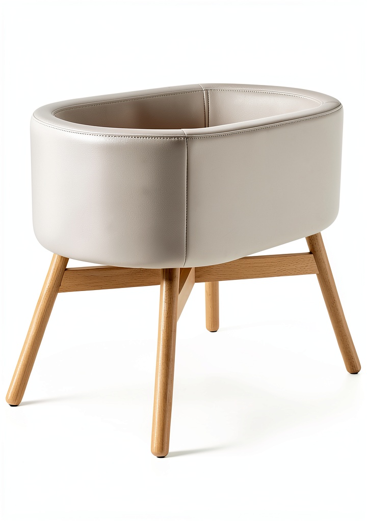 Babyletto Gathre Bassinet placed beside a bed in a modern nursery