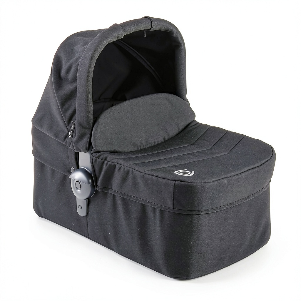 Installing Contours Stroller Pramette Black Adjustable Canopy on a wooden desk